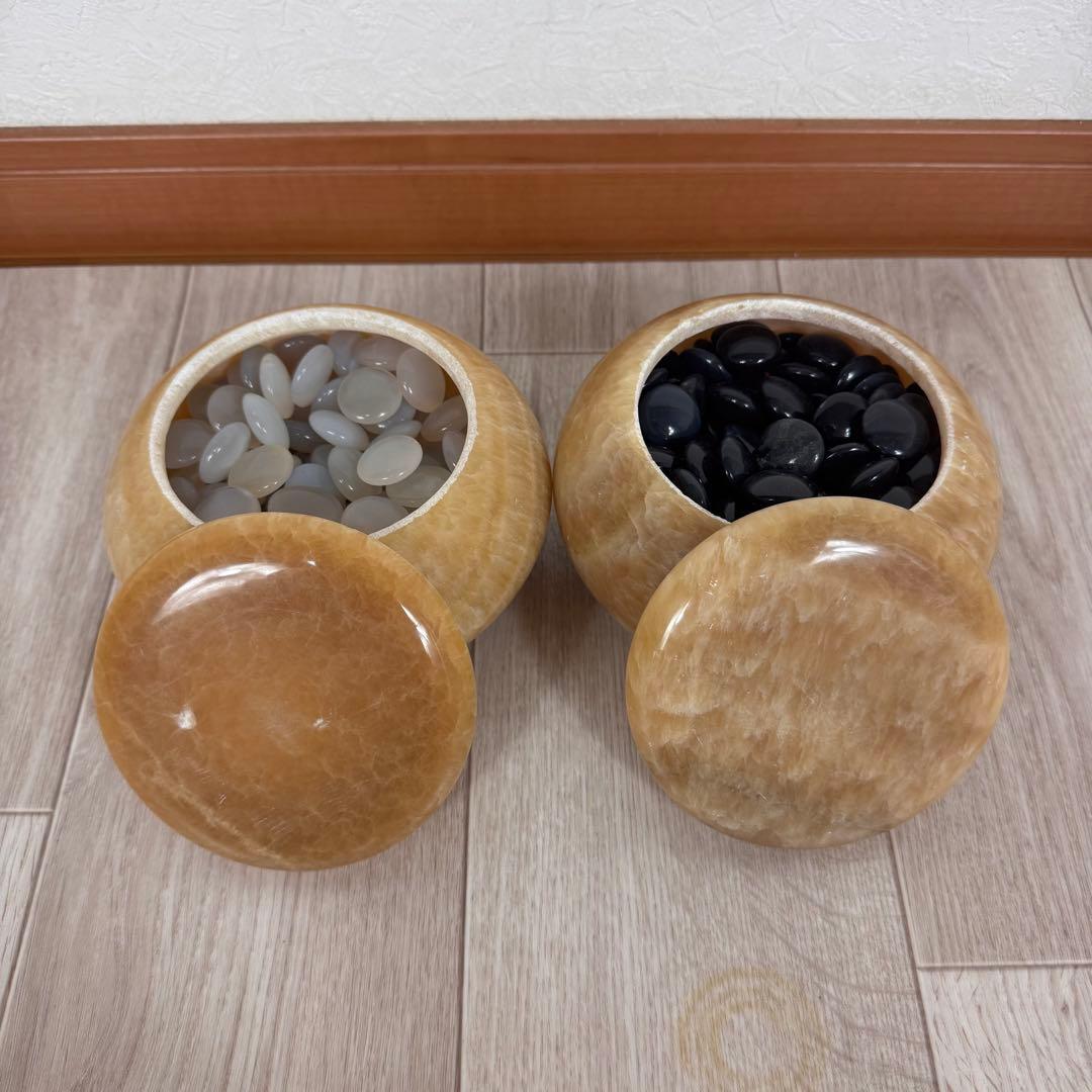 囲碁用 白黒石セット 天然石容器付き