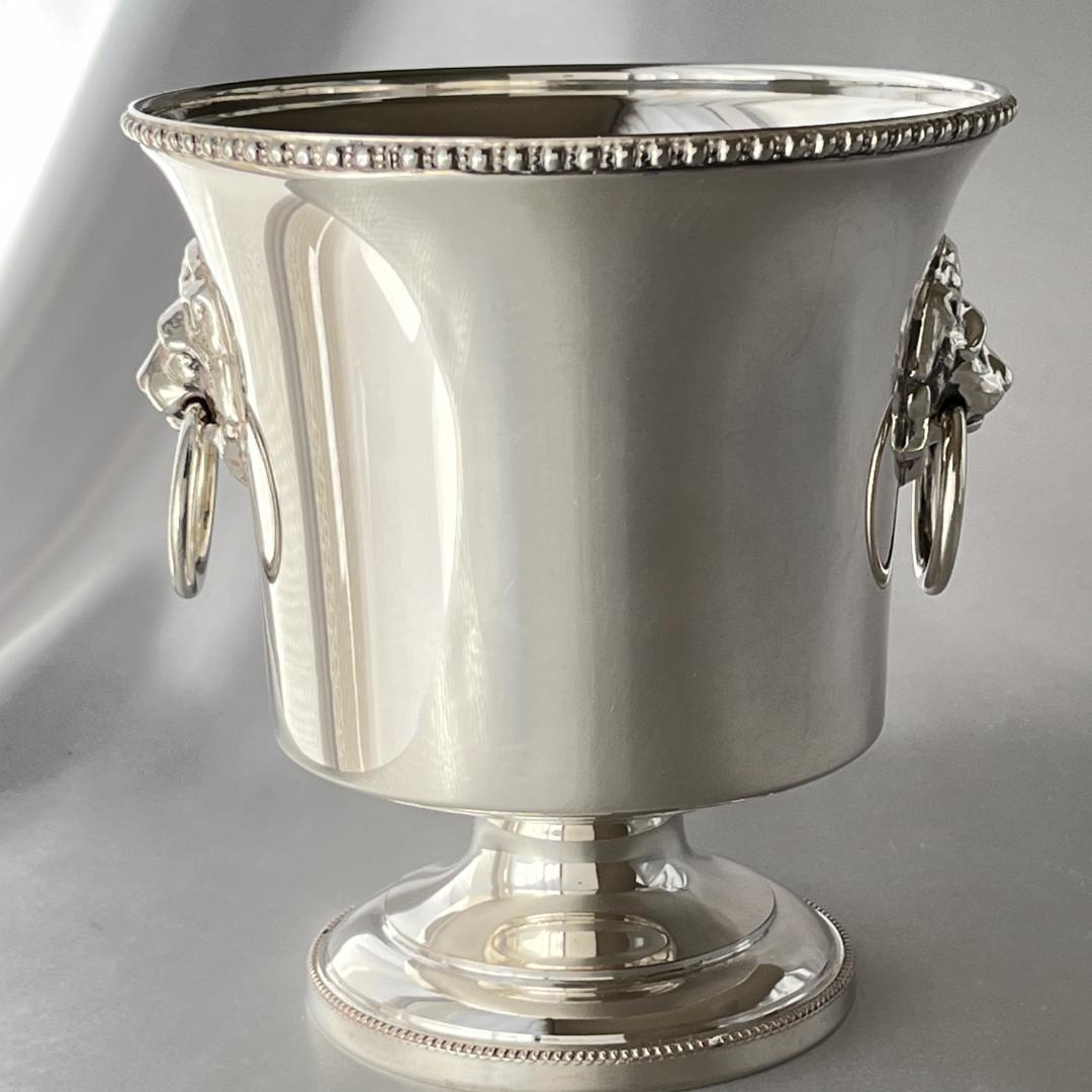 【英国】ライオンのアイスペール / トング【シルバープレート】