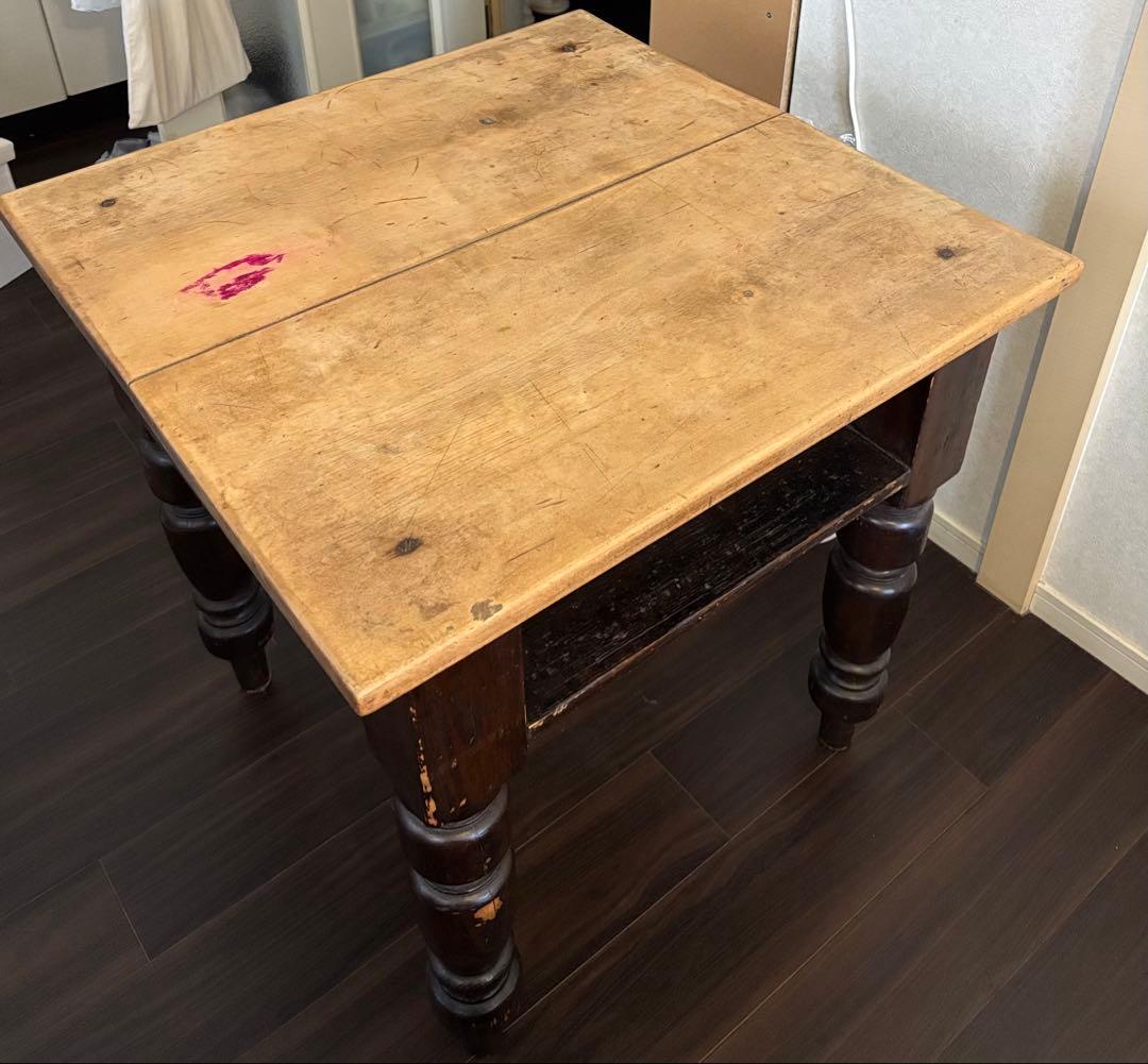 【トキ・ツヤ】 アンティーク　パイン材　テーブル