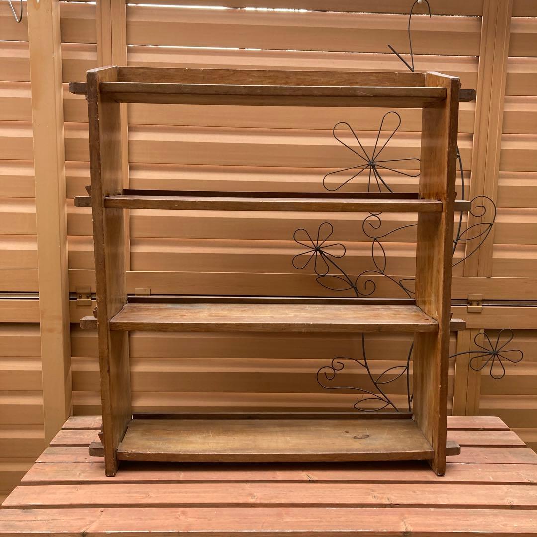 昭和レトロ　本棚　楔棚　木製　くさび