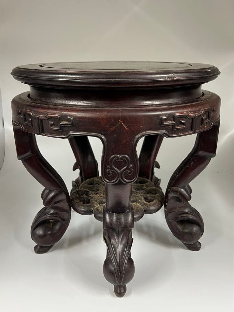 極上 古美術　清朝　紫檀台　物置 倉庫整理品F--3