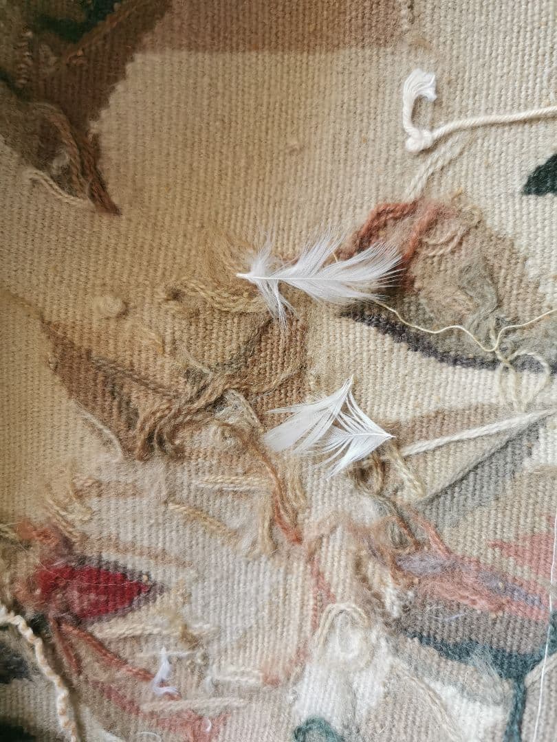 アンティーク 薔薇とチューリップ オービュッソン織クッションカバー美しいフリンジ