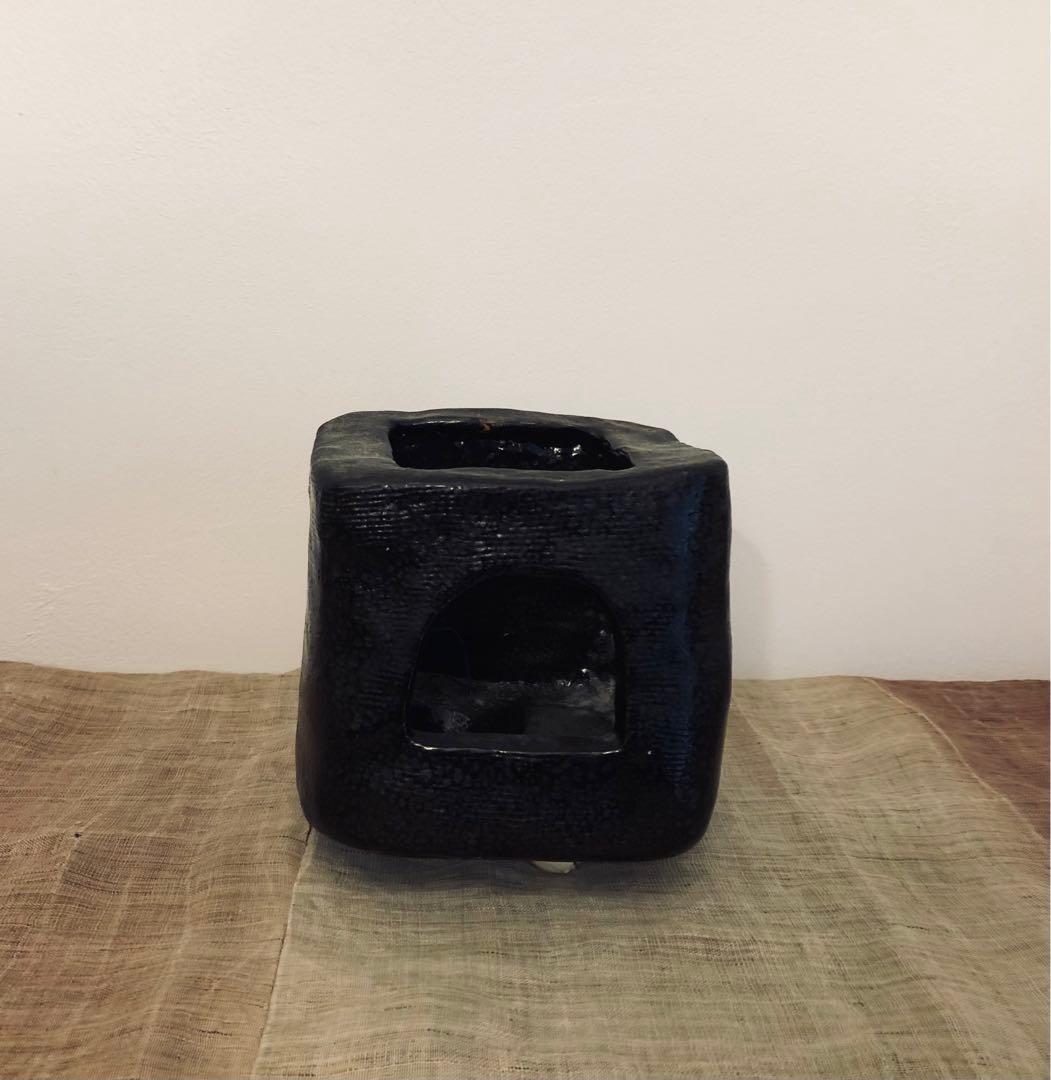 美品！骨董品　アンティーク　陶器　黒　陶印　京焼