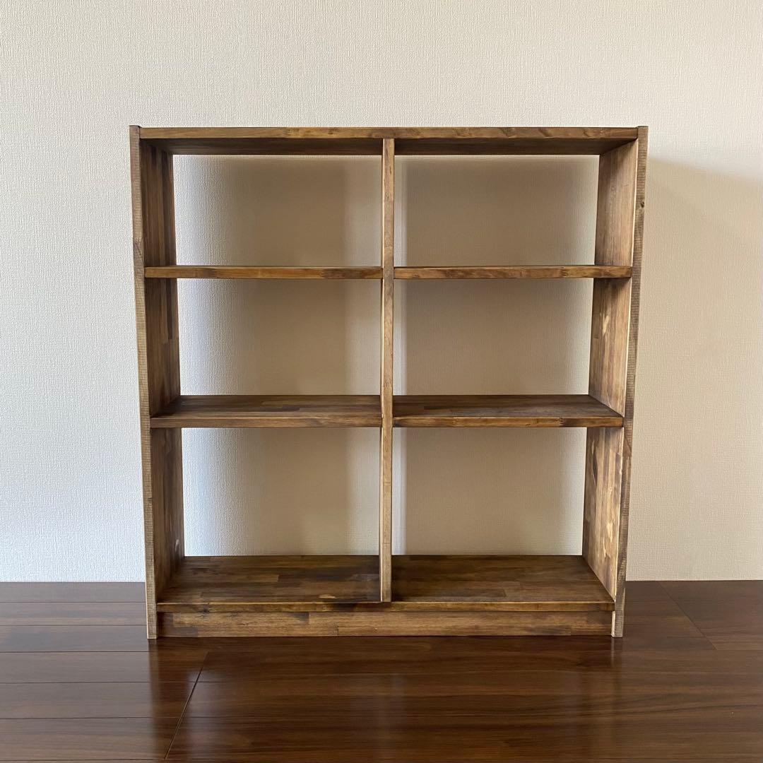 木製 3段ワイドシェルフ(黒壇色)