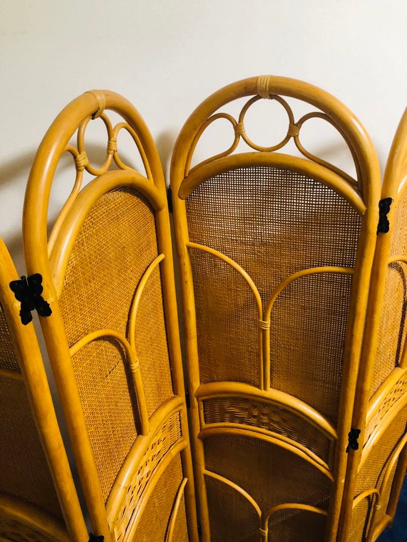 ラタン パーテーション 4枚 衝立 スクリーン 間仕切り