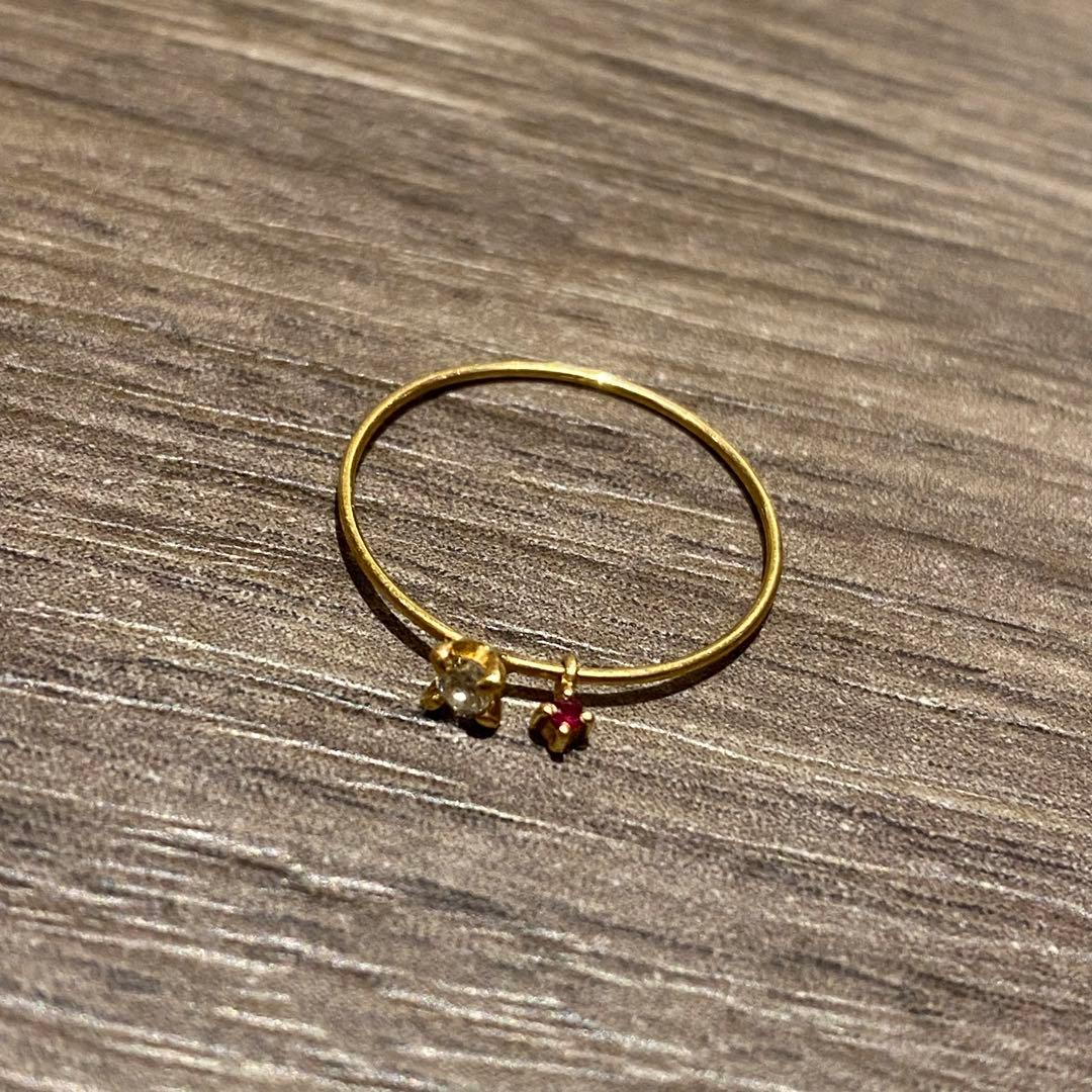 最終価格 little emblem ダイヤ ルビー K18 リング