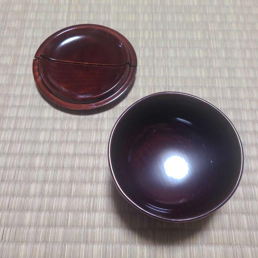 老松茶入　割蓋　溜塗　仕覆　二個　西陣織　正絹　名物裂　山椒純子　金襴鱗鶴青海波