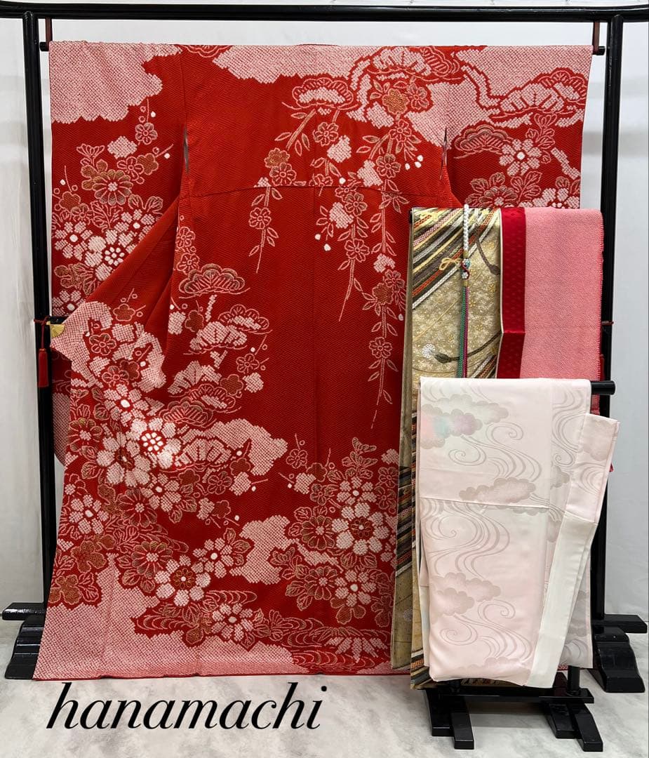 振り袖　フルセット　別誂長襦袢　ガード加工　金彩加工　刺繍入り　絞り入り　674