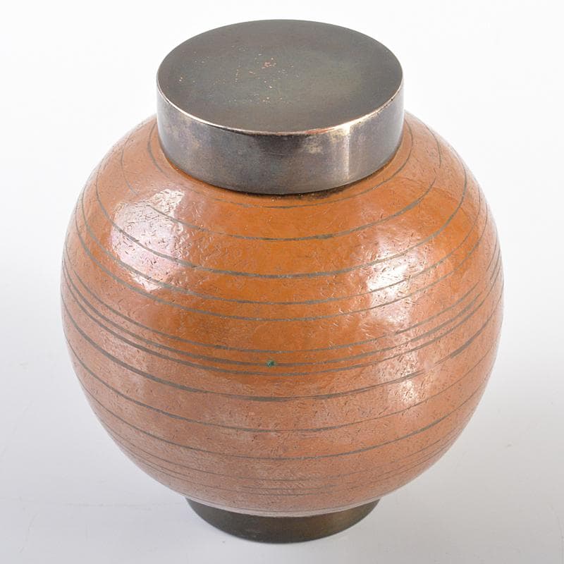 煎茶道具　萩井一司作　銅鎚起　線文茶壷　茶心壷　約111g　D　R6320