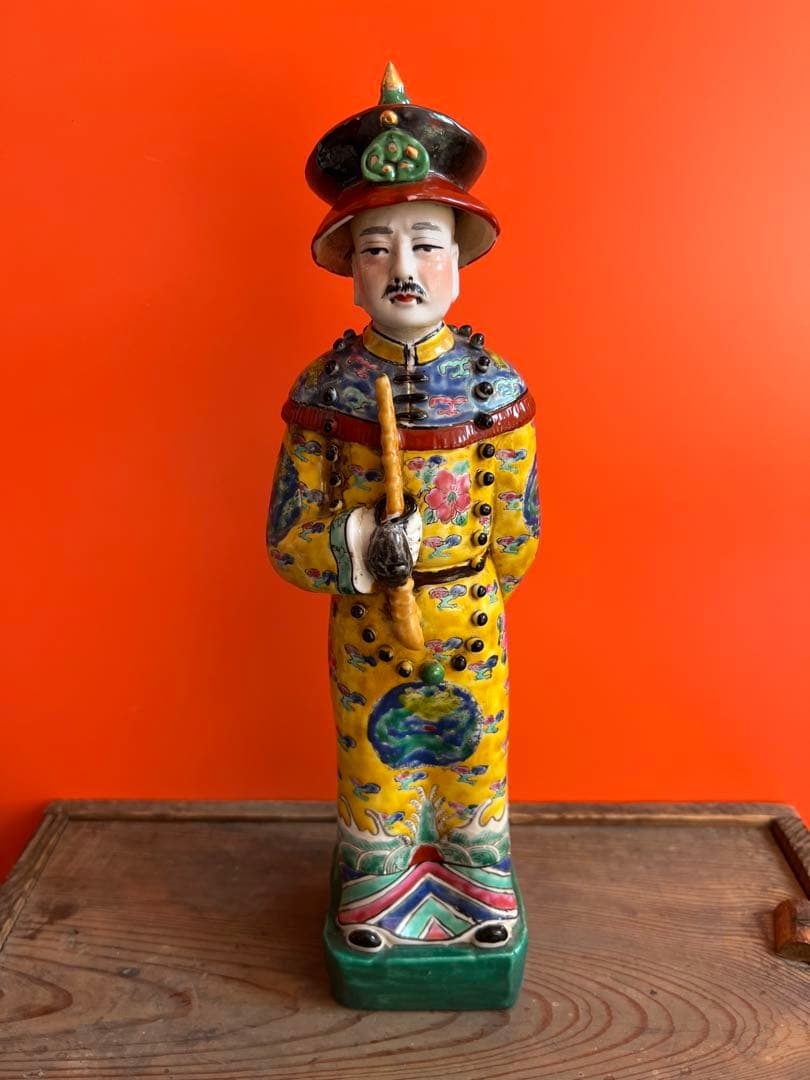 1370  中国 骨董　福建會館  游長子造　十錦 粉彩　漢人　置物　時代物