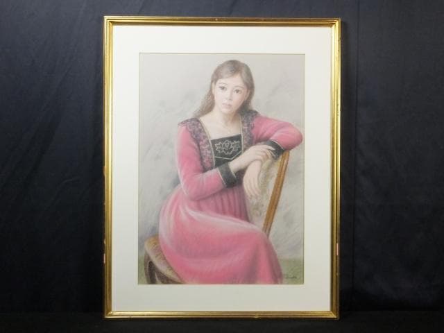 徳田宏行　直筆サイン『花のコスチューム』ペーパーにパステル画 20号 0907G