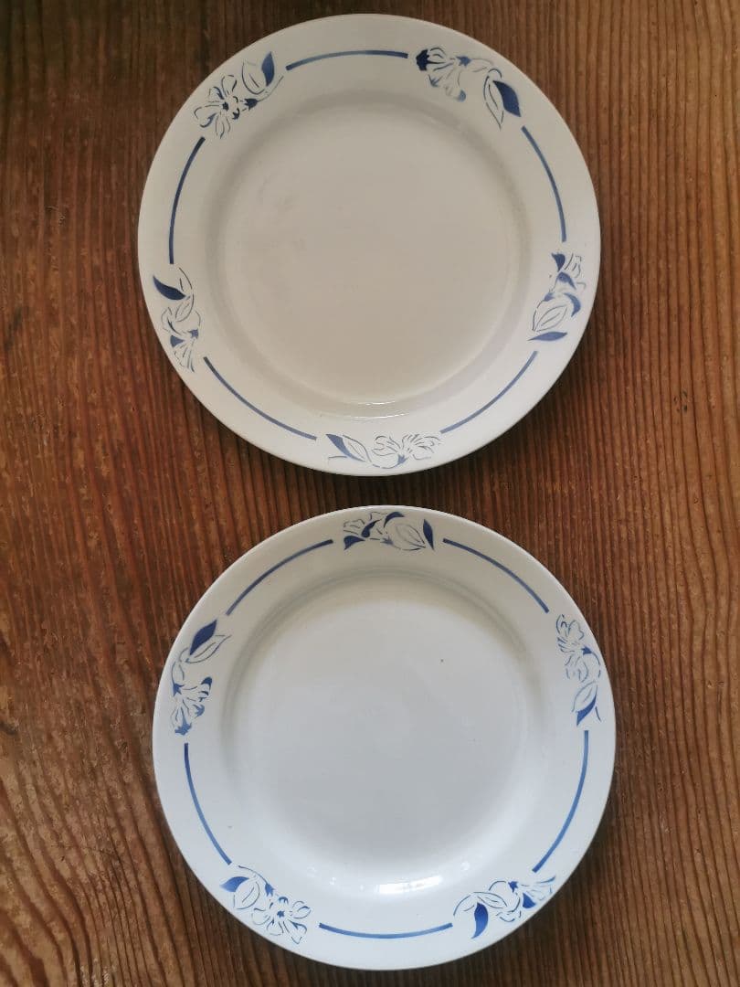 アンティーク クレイユモントロー インディゴの水仙 22㎝プレート２枚セット α