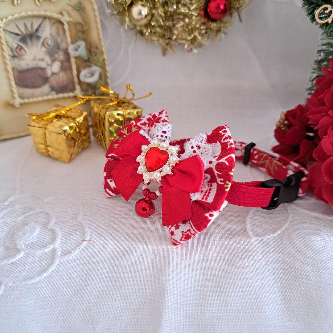 あいら、クリスマスシリーズ(スノーフレーク)わんちゃん猫ちゃん用襟つき首輪