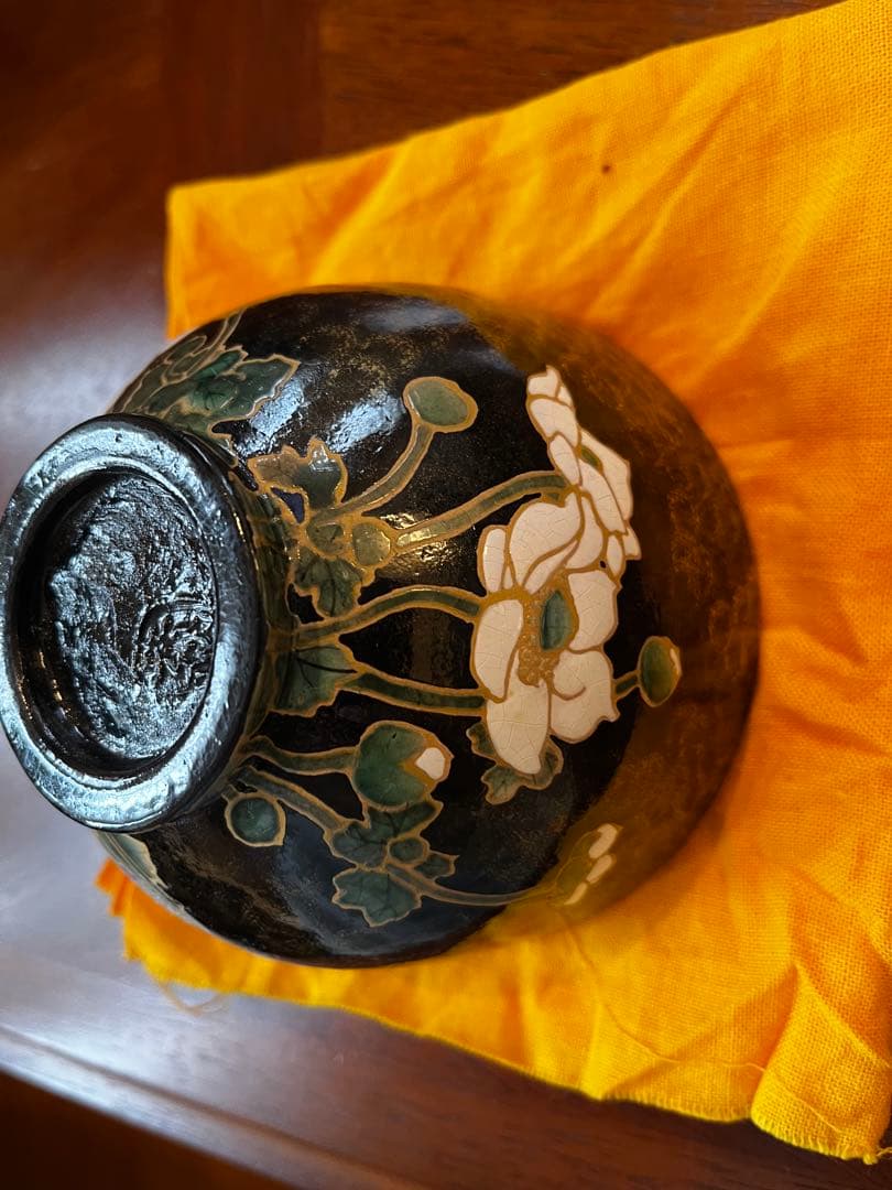 抹茶茶碗　乾山写し　秋海棠　浅野紫仙作（山崎窯）