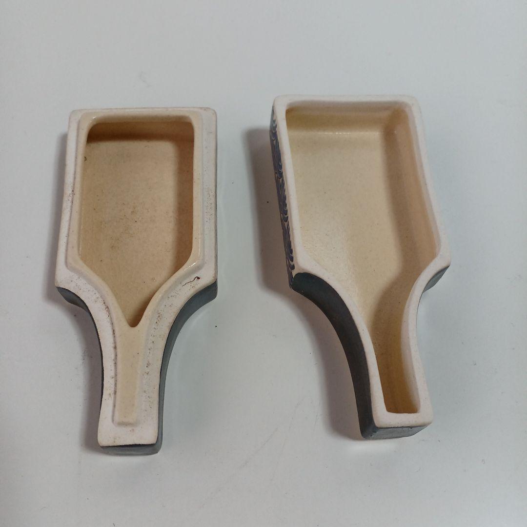 京焼色絵鶴亀文香合　陶器製 茶道具