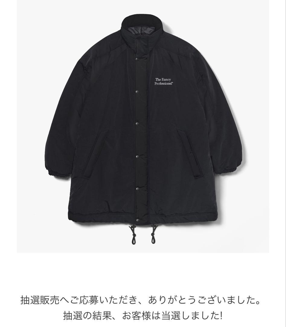 ジャケット・アウター ENNOY PADDED NYLON BENCH COAT BLACKWHITE