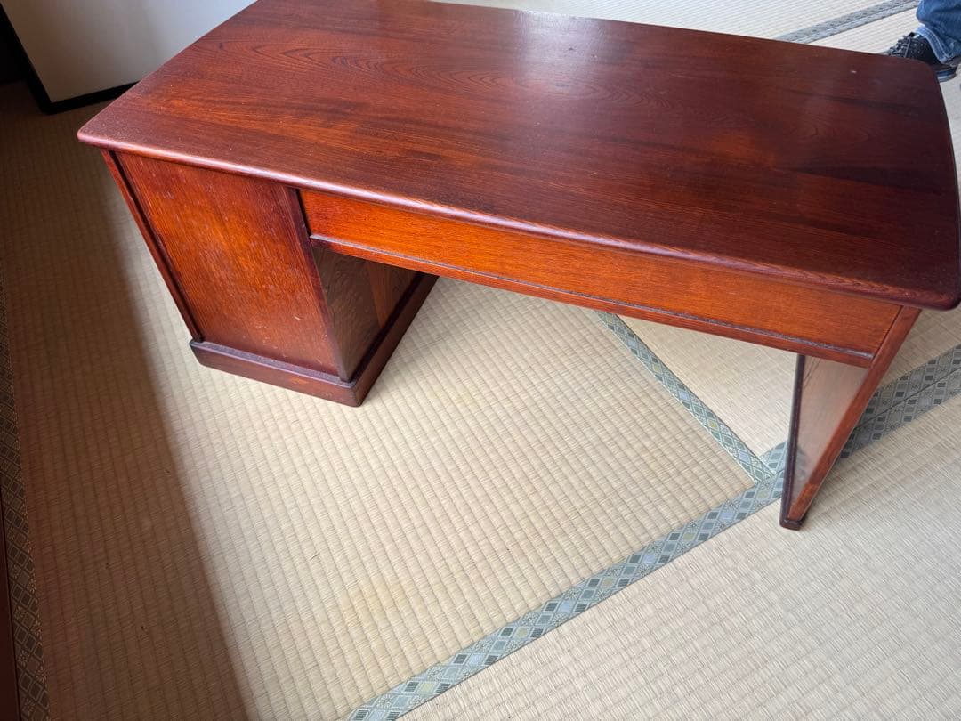 木製文机 引き出し付き ダークブラウン