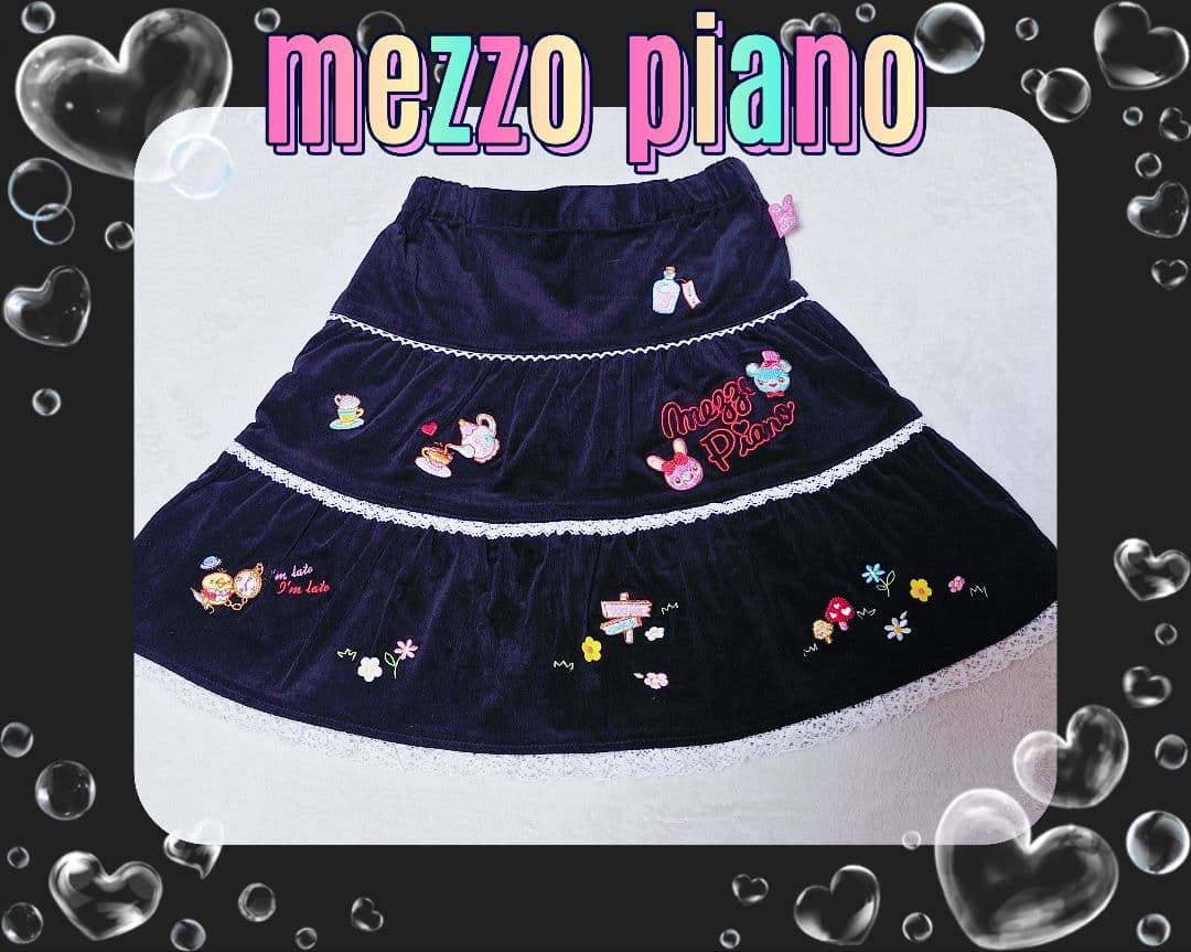 ❤メゾピアノ❤ミミポポ✨みみぽぽ✨フレアスカート✨平成レトロ❤ブラック❤