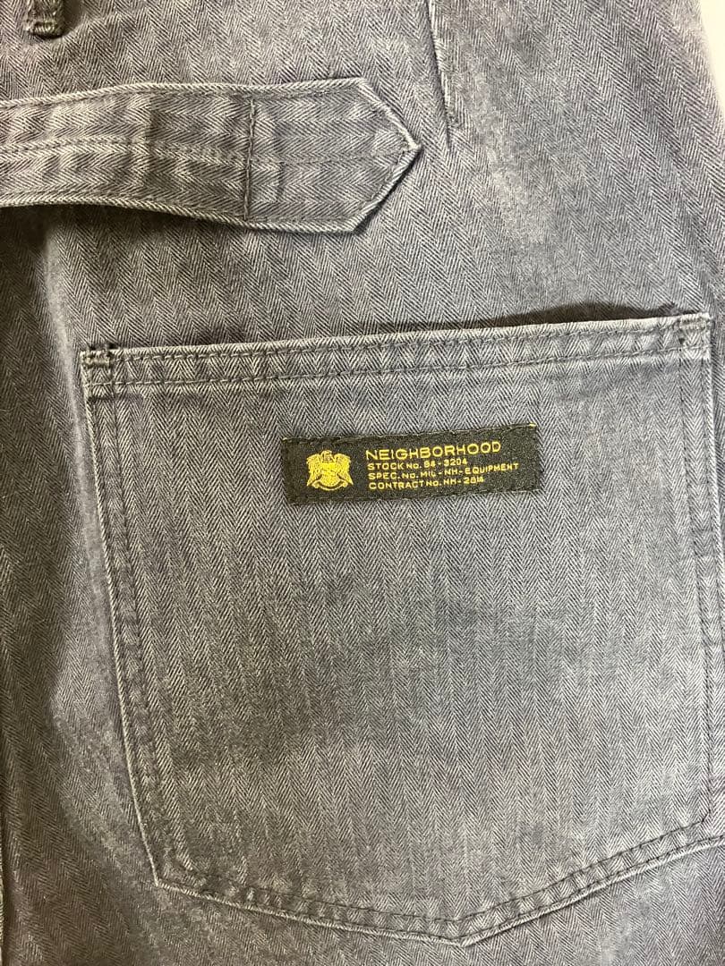 ネイバーフッド　コットン　ヘリンボーン　パンツ　ネイビー　S