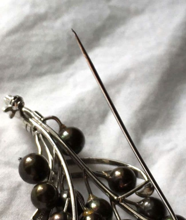 ビンテージ　黒真珠　シルバー　ブローチ　SILVER　ブラックパール