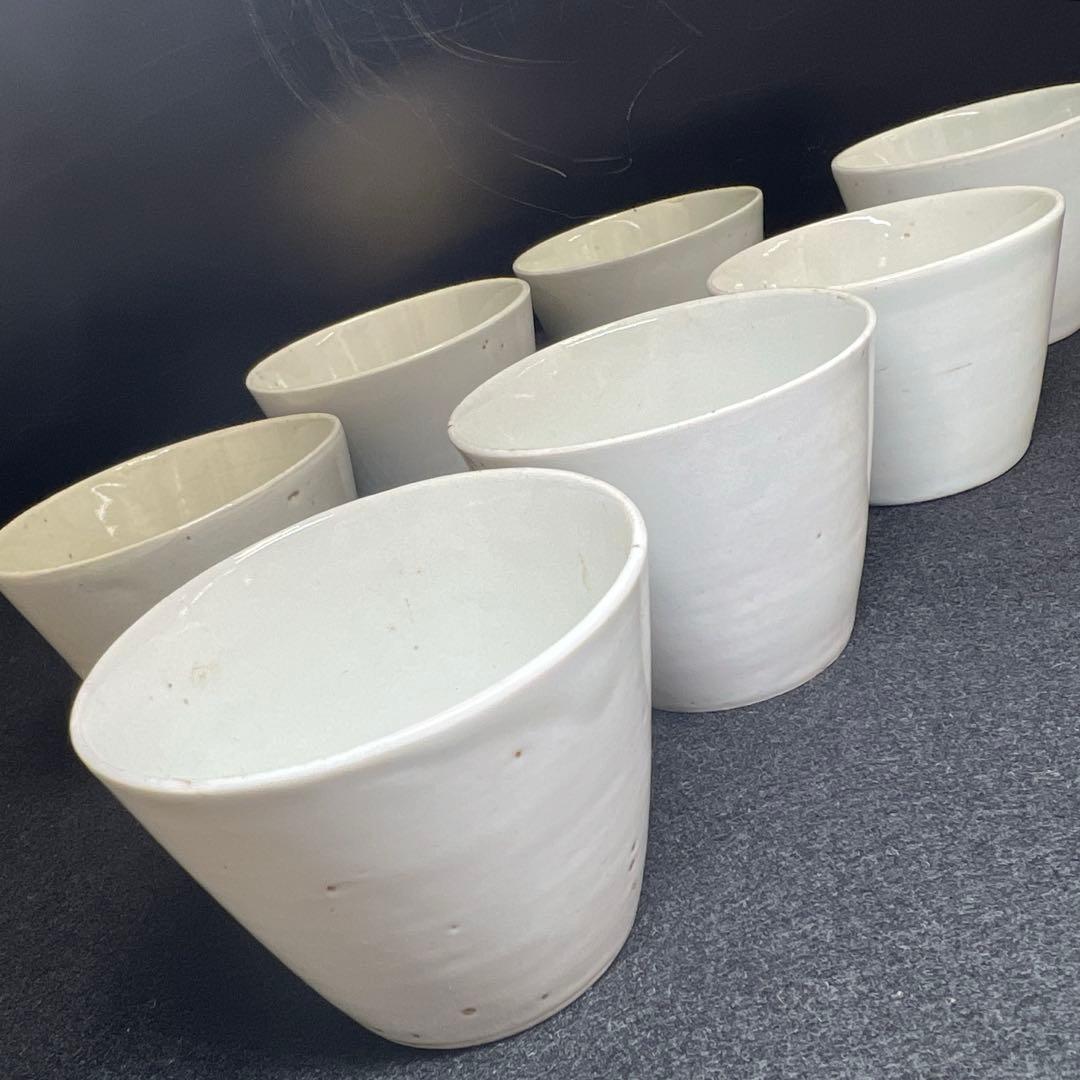 江戸中期　古伊万里白磁そば猪口7客　口径約7.5㎝　東Y8-0116☆2F