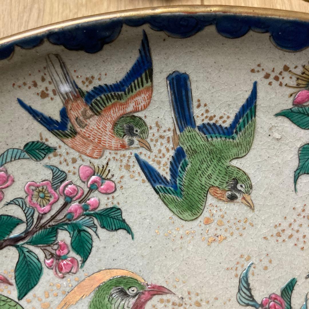 骨董品　大皿　花鳥絵