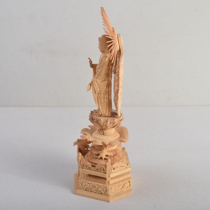 仏教美術　柘植彫刻　西立弥陀像　仏像　華鬘台　C　8845