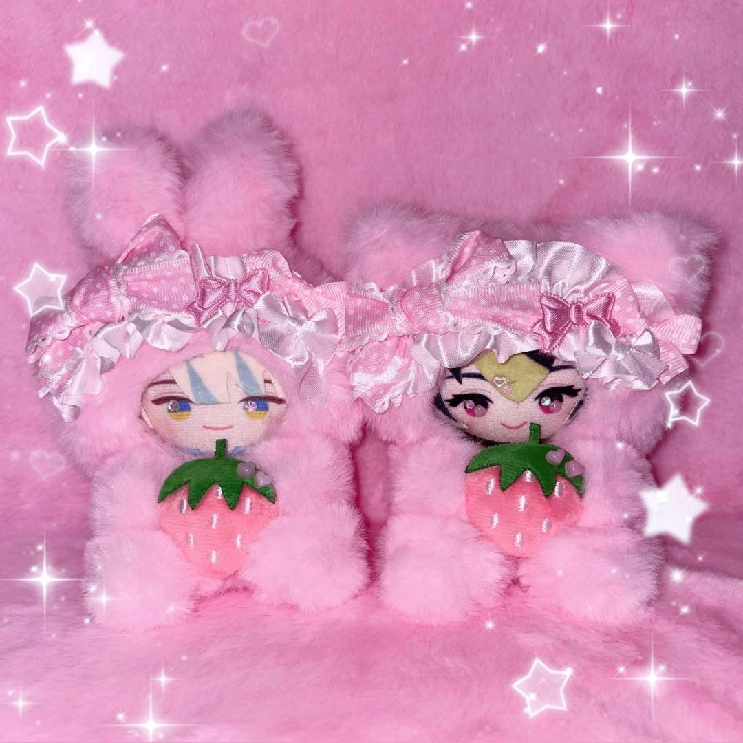 ♡ 10cm ぬい服 おすわり いちご ねこ うさぎ にじぱぺっと ♡