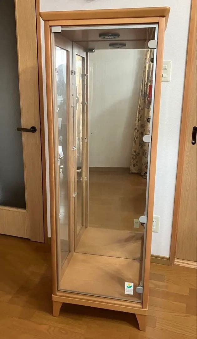 キュリオケース(ガラスケース) 日本製　ナチュラル(キャメル)