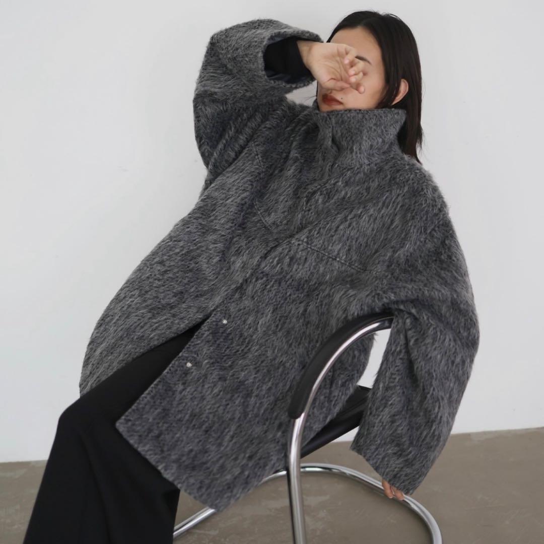 値下げ［新品未使用］hellam シャギースタンドカラーコート