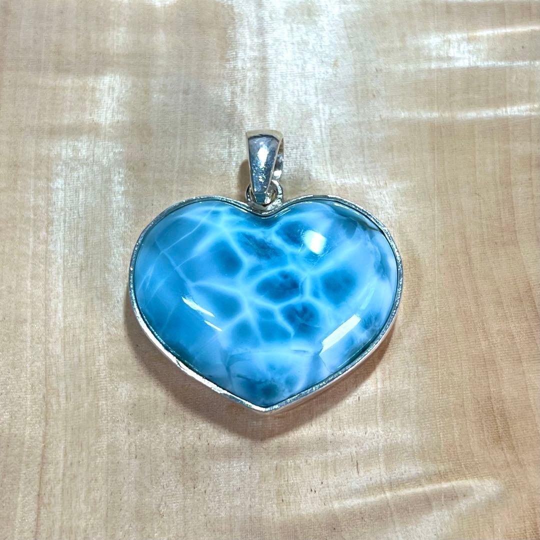 高品質　ラリマー　ハートペンダント　ネックレス　silver925 3-13