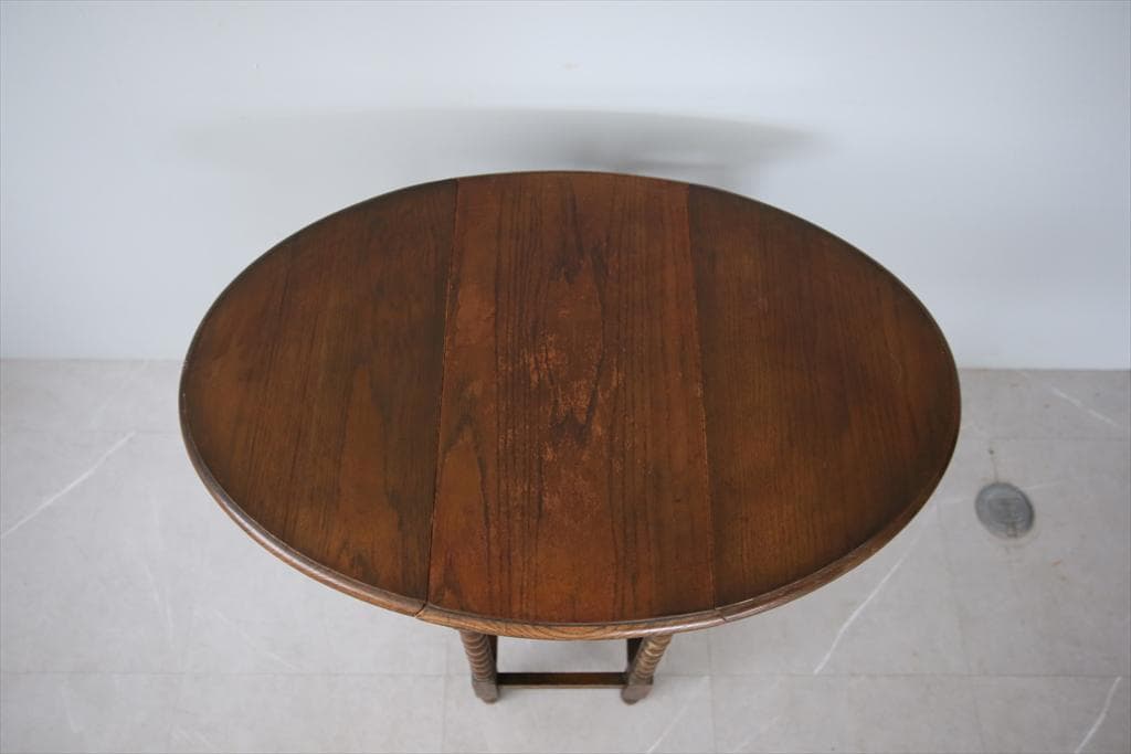 英国アンティーク木製ゲートレッグテーブル/ダイニング机バタフライ(92-71)