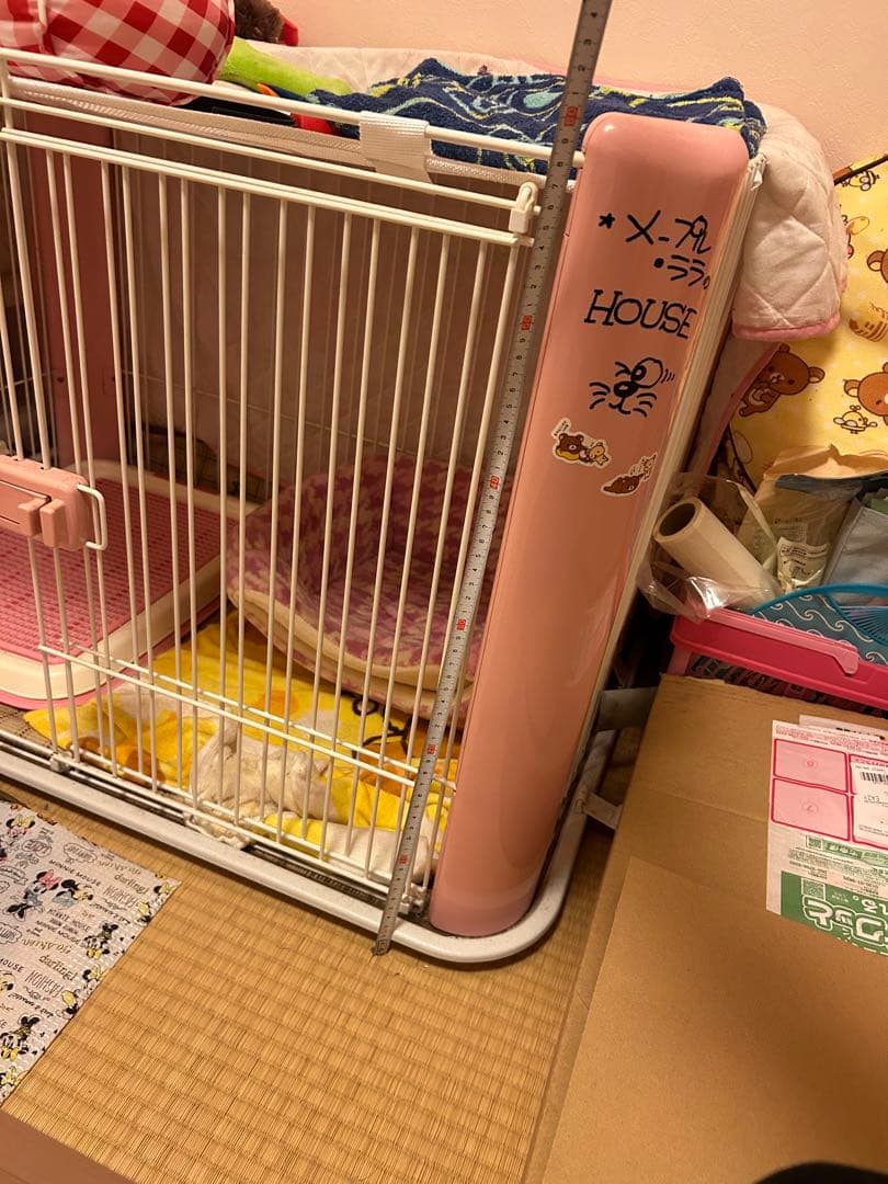 小動物用ケージ ピンク 扉付き