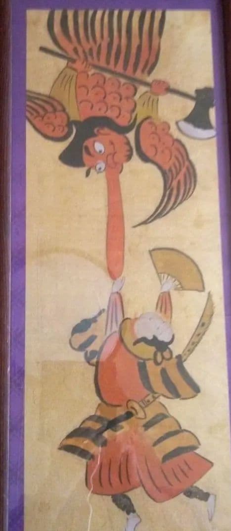 模写大津絵、天狗と牛若丸