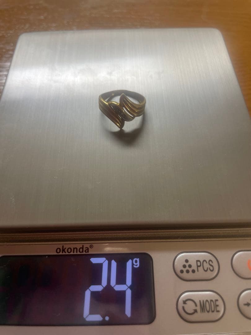 K18 プラチナ900リングウェーブデザイン