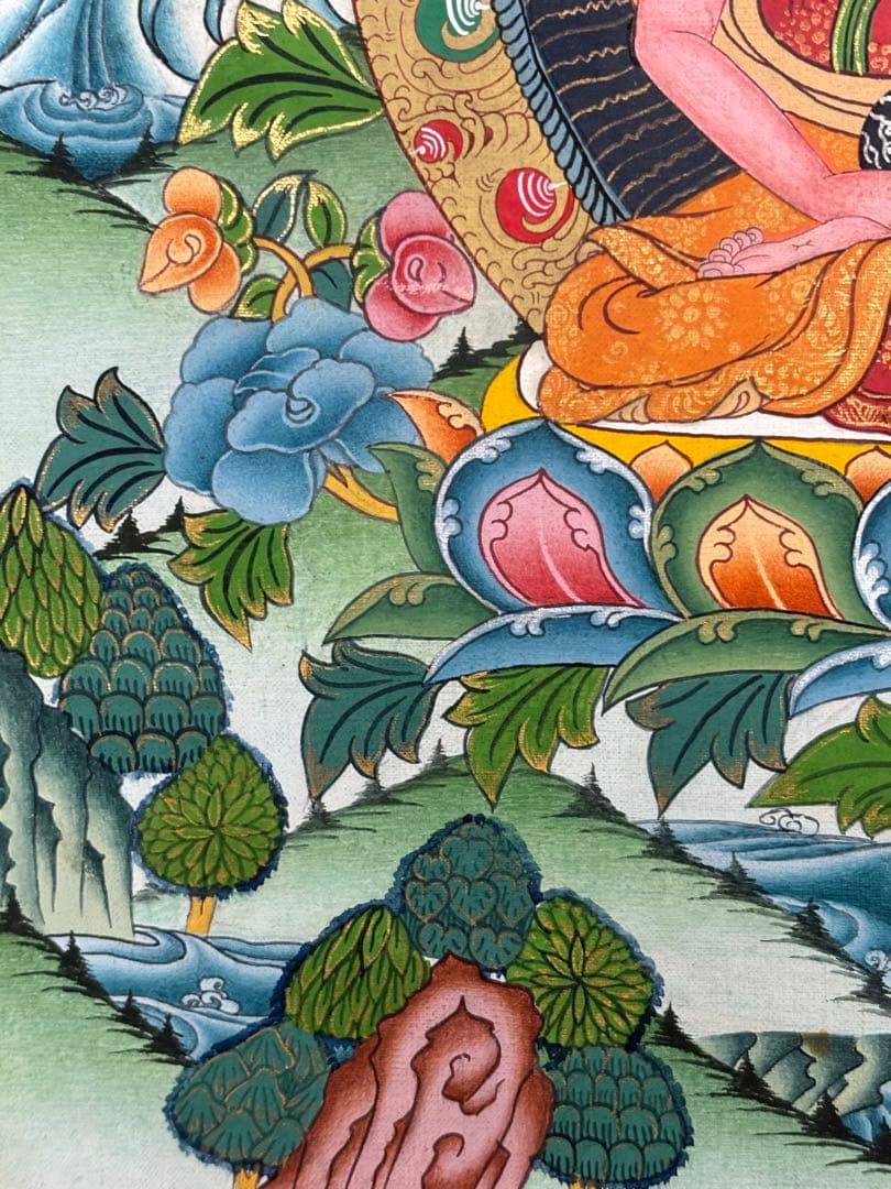 チベット仏教 曼荼羅 タンカ 肉筆コットンキャンパス手書き