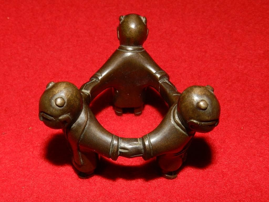 ME5 千家上職人 中川浄益 共箱 蓋置 ２点 金物師 お安くいたしました！￼