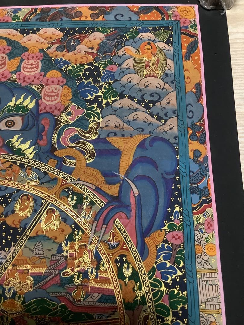 《 チベット密教　新品　1点物 》 手描き　曼荼羅　仏陀　六道輪廻　仏教　a2