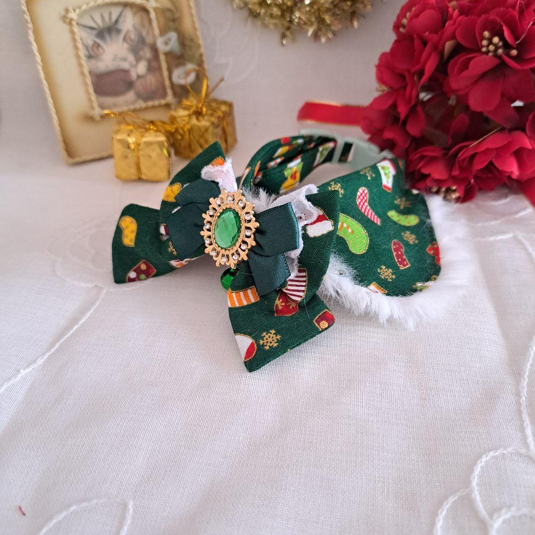 クリスマスシリーズ(靴下)わんちゃん猫ちゃん用襟つき首輪