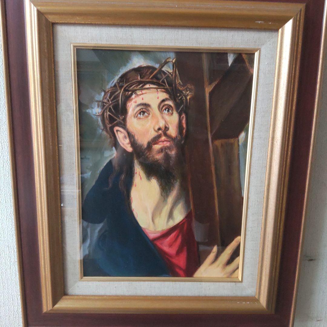 キリストの油彩画 F4号 フレーム付き