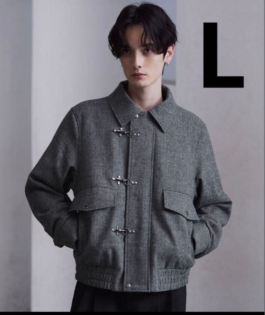 clel ウール ブレンド ヘリンボーン ツイード ファイヤーマン ブルゾン