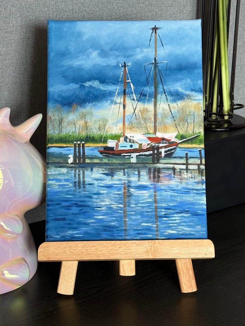 「初晴」　手描き　油絵　風景画　原画　油彩画　印象派