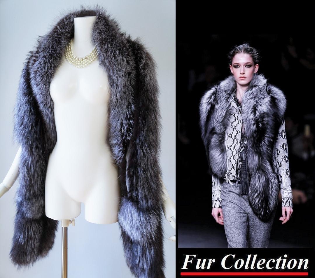 街中で風を切って歩きたい☆フォックスファーストール新品毛皮ショールロングマフラー