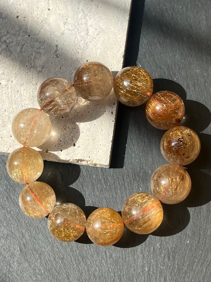 ルチルクォーツ　16.9〜19.3㎜　ブレスレット