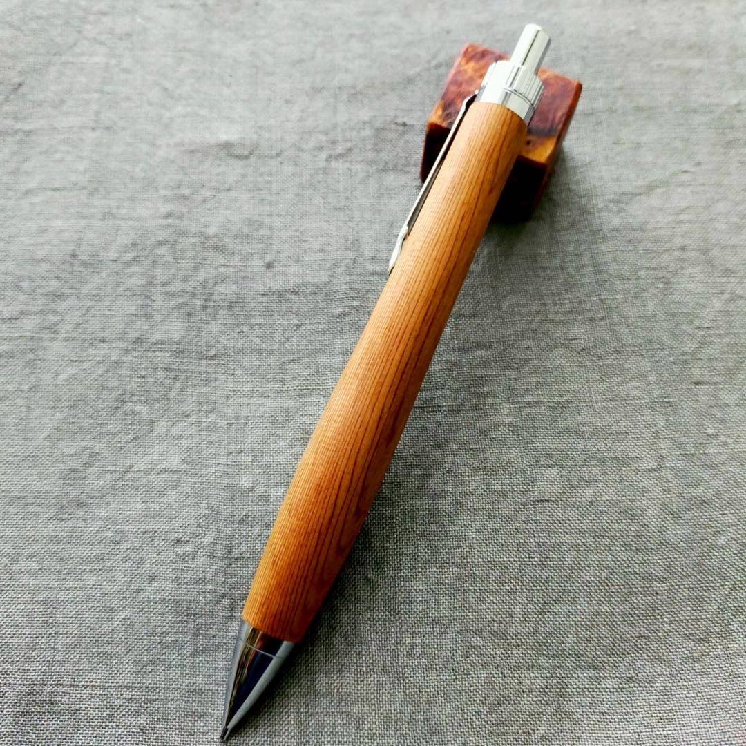 伊勢神宮　御山杉　ハンドメイド　木軸シャープペン　0.5mm　天然木　シルバー