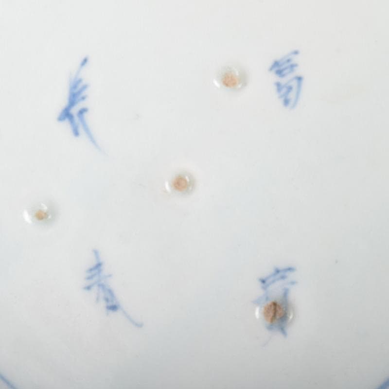 伊万里焼　古伊万里　富長貴春　染付　山水文　輪花皿　時代箱付　C　8264