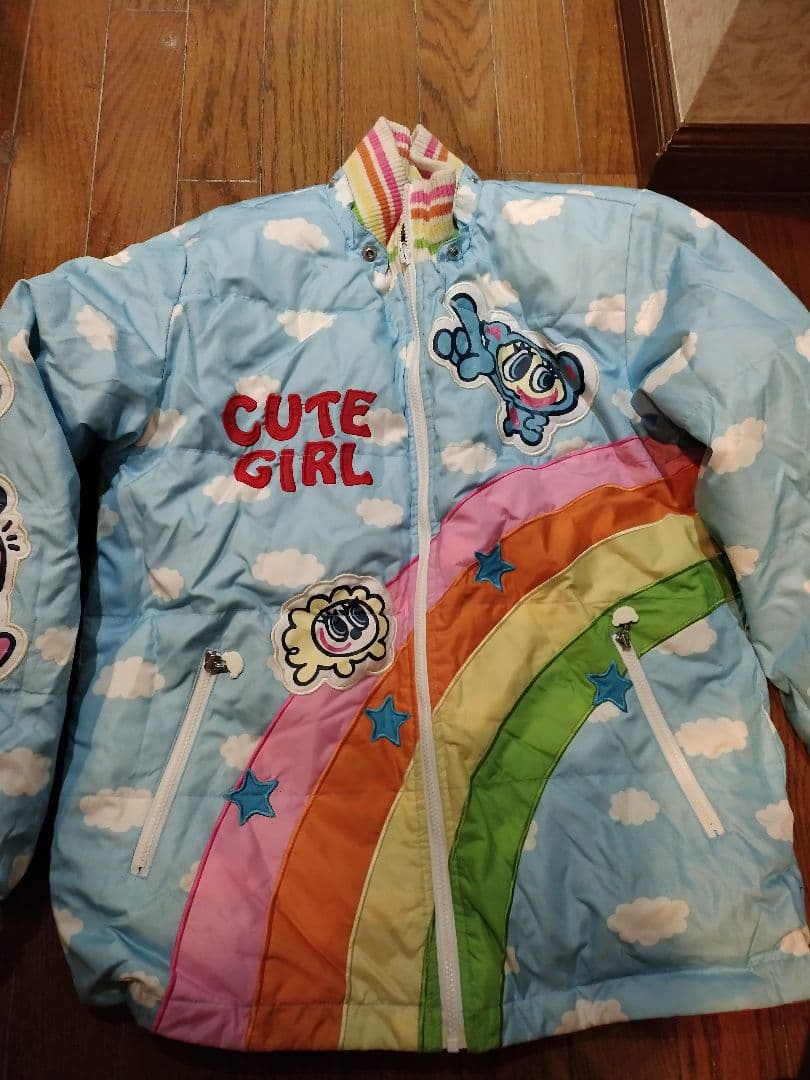 ナルミヤインターナショナルエンジェルブルーリバーシブルブルゾン１６０美品レトロ