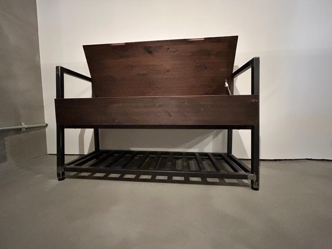 インダストリアルブランチ【シューズラックベンチ（展示品）】アイアン家具/手づくり