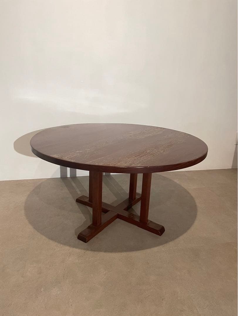 円形木製テーブル ちゃぶ台　ダークブラウン