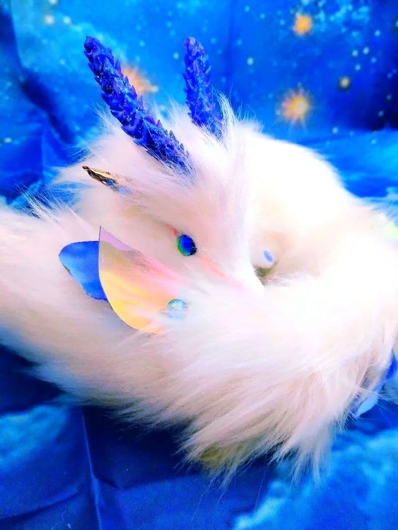 オーロラ妖精龍　幻獣　アートドール琉球蓄光ガラス　ハンドメイドぬいぐるみ　ケモノ